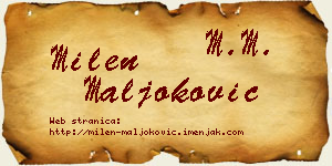 Milen Maljoković vizit kartica